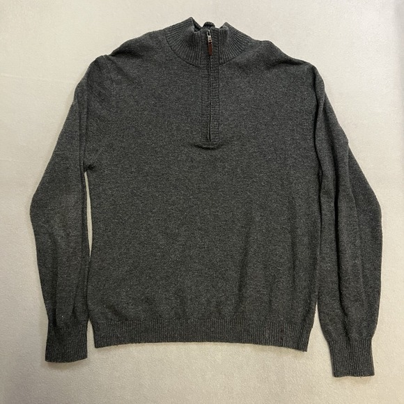 Five Four 1/4 Zip Sweater Men's Size Large Gray Acrylic Nylon Angora Blend - Picture 1 of 7